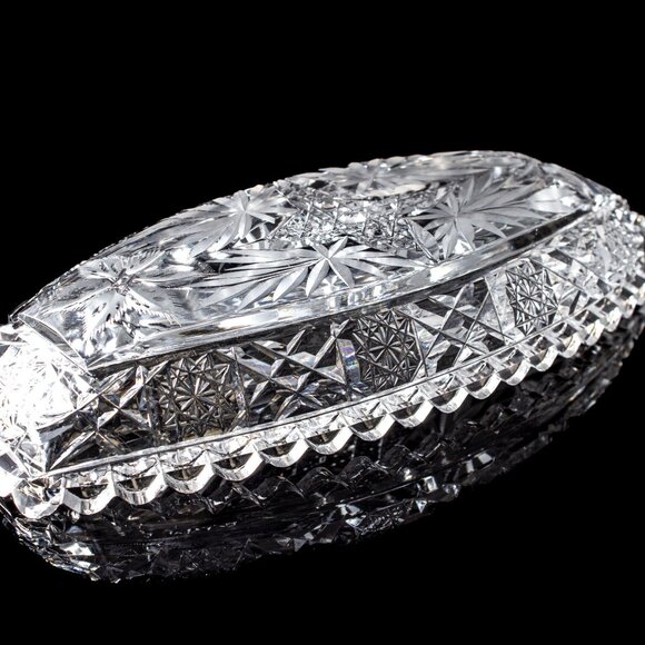 Antique American Brilliant Period Clark Co. Crystal Celery Dish | 19th Century - Picture 5 of 9